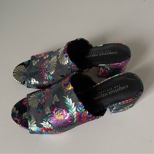 CHRISTIAN SIRIANO for Payless Brocade Chunky Satin Multicolor Open Toe Shoes